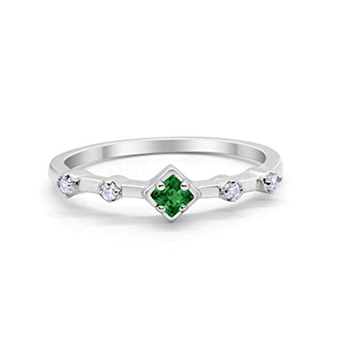 Half Eternity Band Ring Simulated Green Emerald CZ