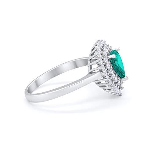 Teardrop Simulated Paraiba Tourmaline CZ Wedding Bridal Ring