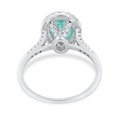 Art Deco Oval Wedding Bridal Ring Simulated Paraiba Tourmaline CZ