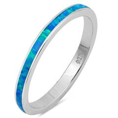 Full Eternity Lab Created Blue Opal Stackable Band Ring