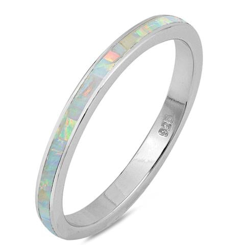 Full Eternity Stackable Band Lab Created White Opal Ring