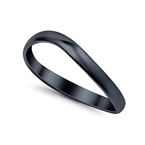 Thumb Curve Band Ring Black Tone