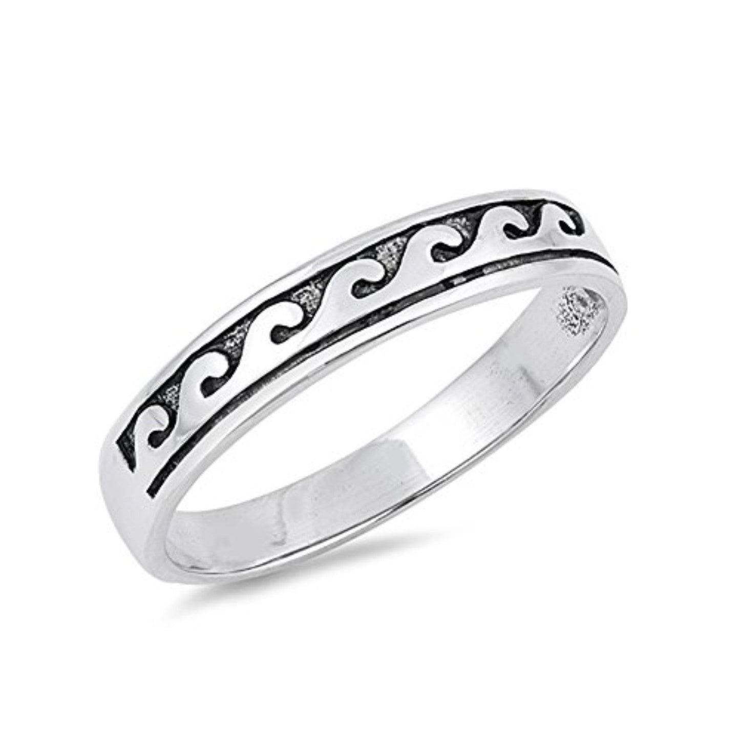 Wave Band Simple Plain Ring