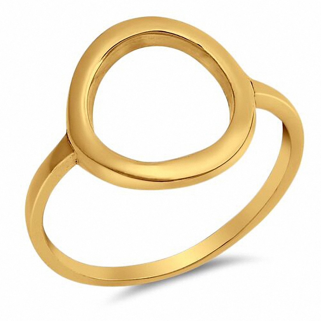 Circle O Simple Plain Open Ring Band Yellow Tone