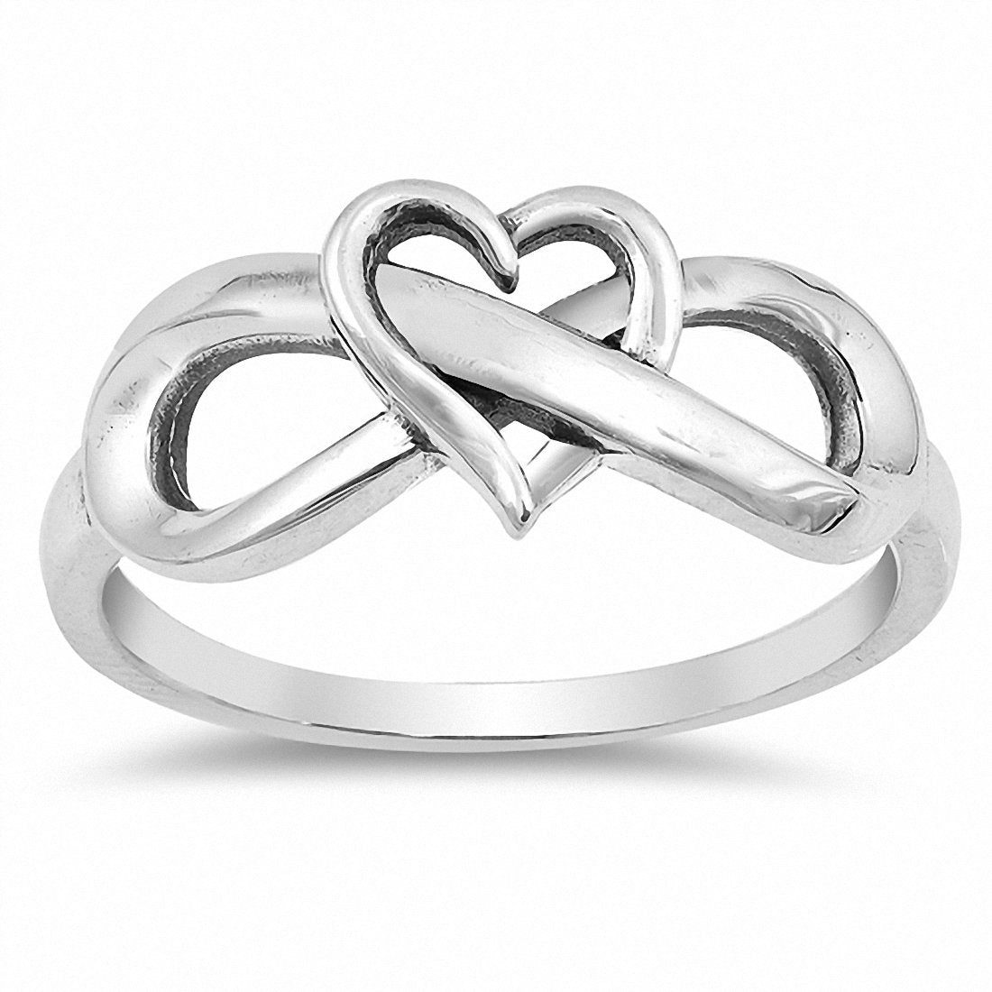 Heart Infinity Ring Band Two Tone Rose Tone Infinity Heart