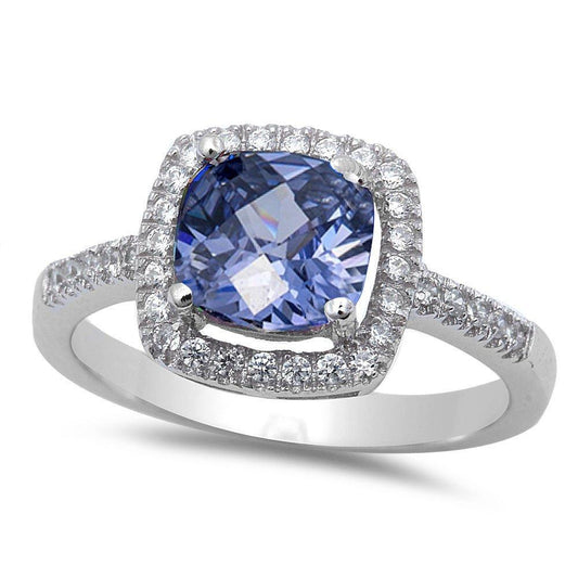 Solitaire Wedding Engagement Ring Simulated Tanzanite CZ