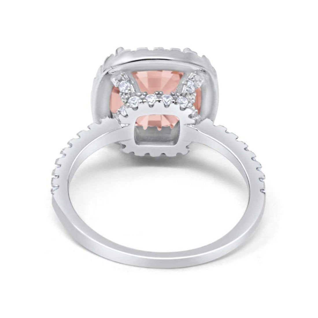 Halo Cushion Simulated Morganite CZ Engagement Ring