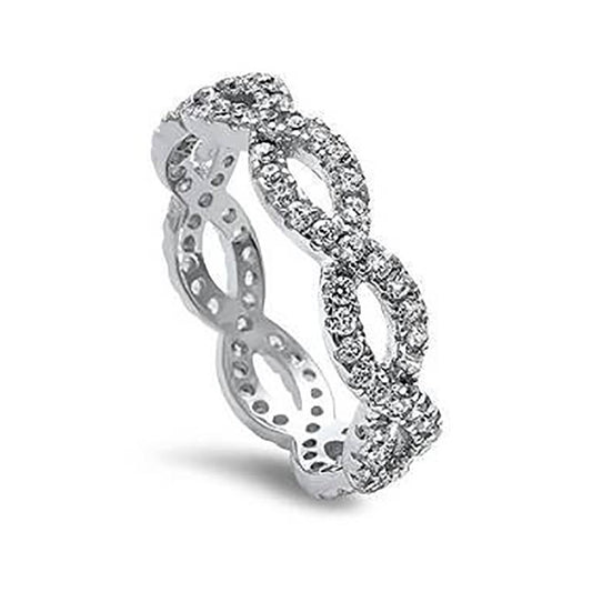 Full Eternity Infinity Simulated Cubic Zirconia Engagement Ring