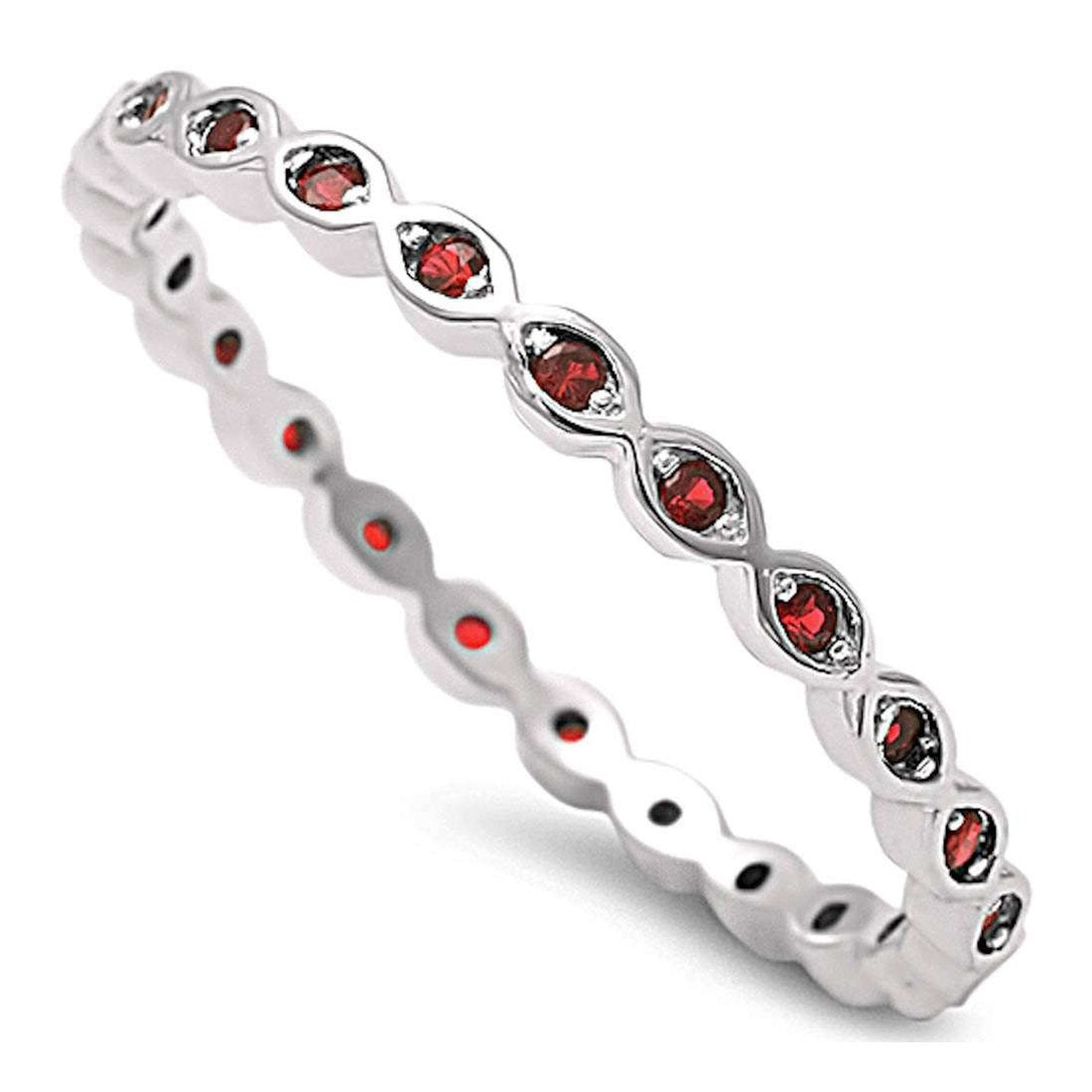 Full Eternity Stackable Band Ring Simulated Ruby CZ