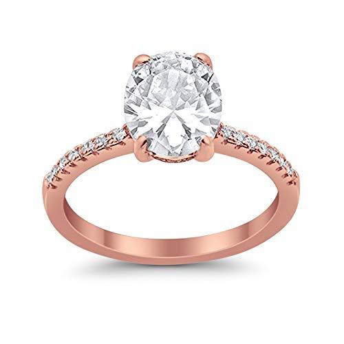 Halo Split Shank Rose Tone, Simulated Cubic Zirconia Wedding Ring