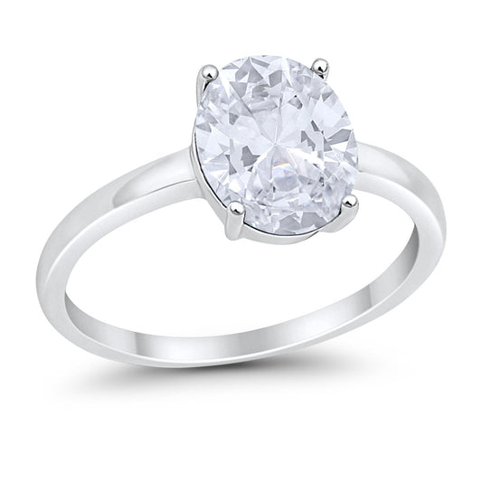 Solitaire Engagement Ring Oval Simulated Cubic Zirconia