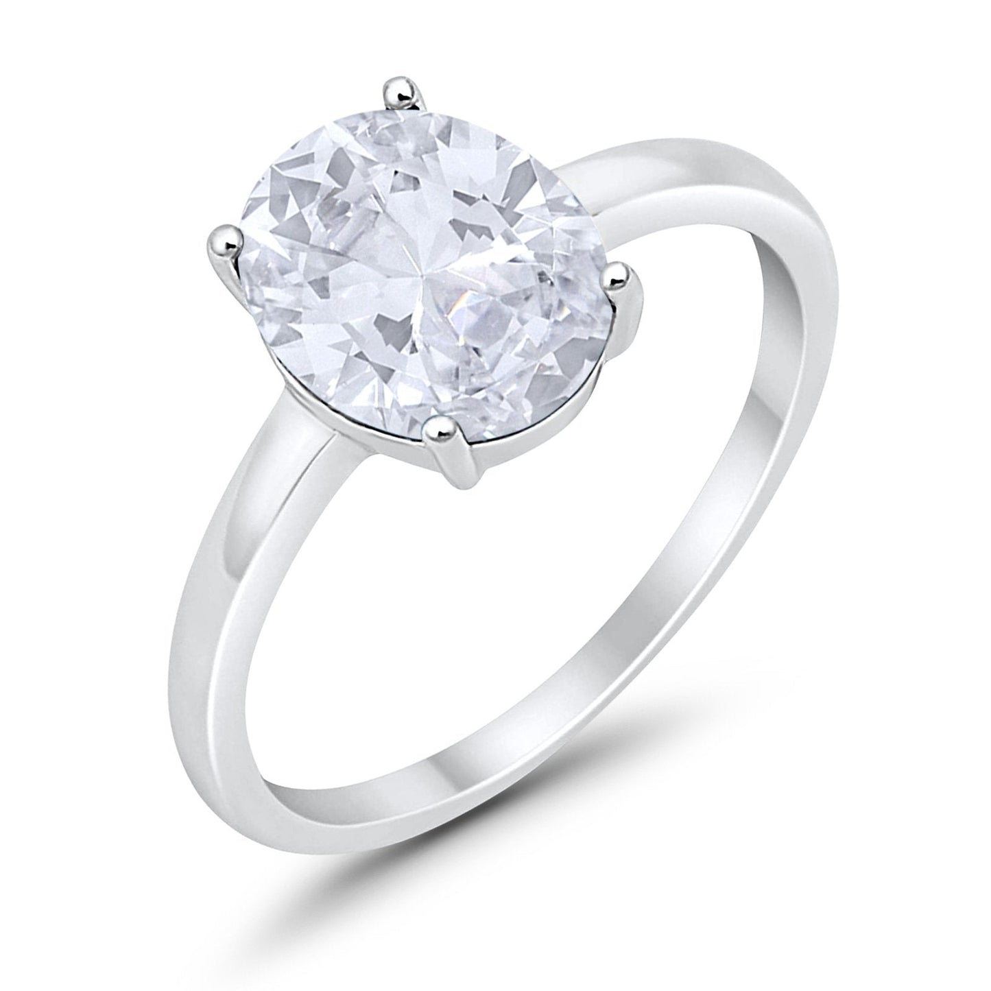 Solitaire Engagement Ring Oval Simulated Cubic Zirconia