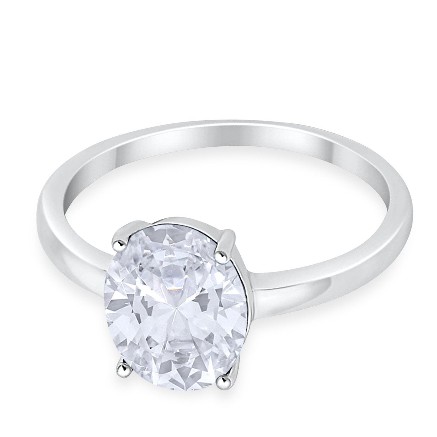 Solitaire Engagement Ring Oval Simulated Cubic Zirconia