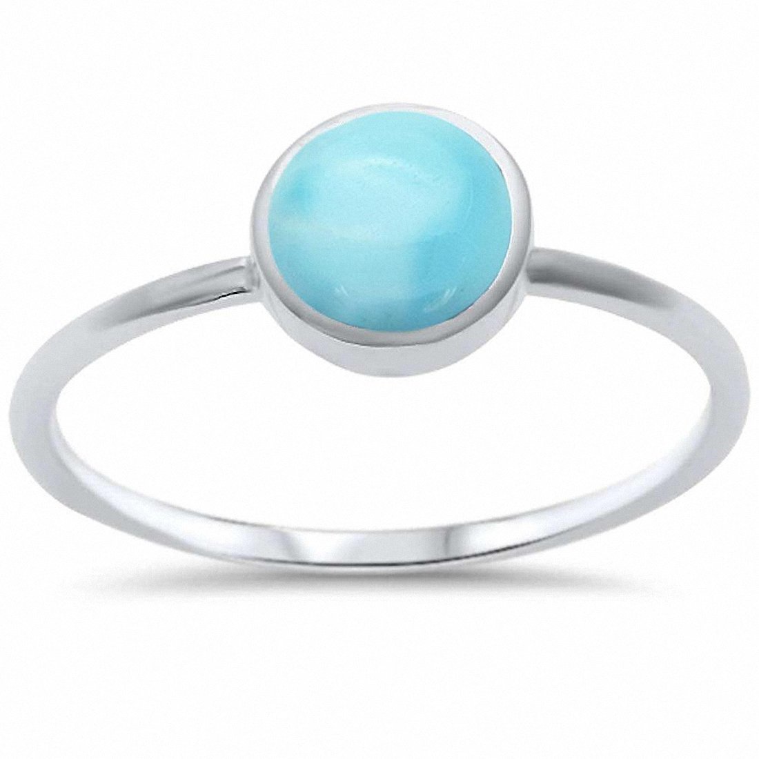 Solitaire Petite Dainty CZ Simulated Larimar Ring