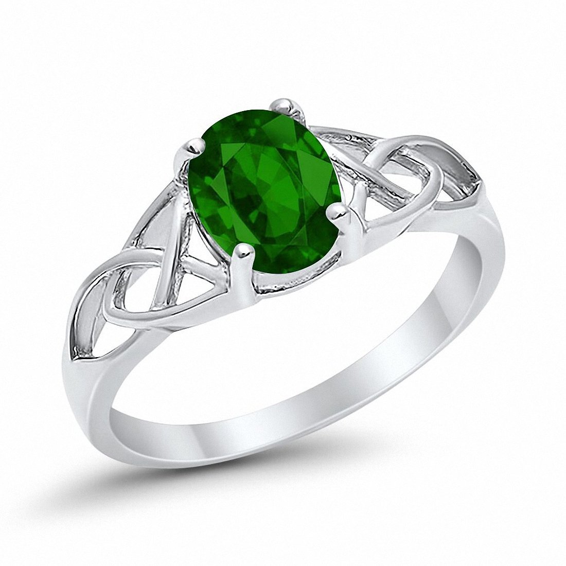 Halo Vintage Style Wedding Ring Simulated Green Emerald CZ