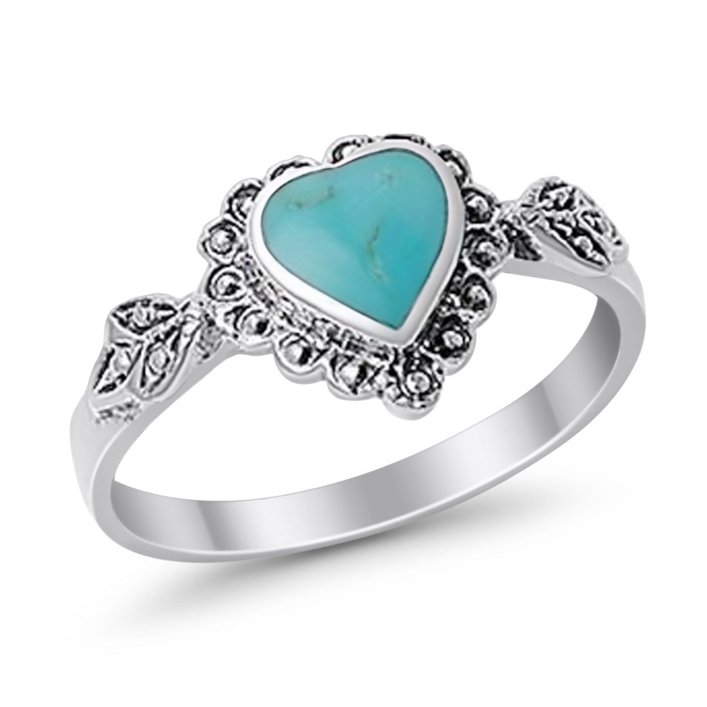 Promise Simulated Turquoise CZ Heart Ring