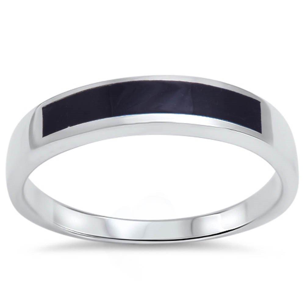 Design Band CZ Ring Simulated Black Onyx