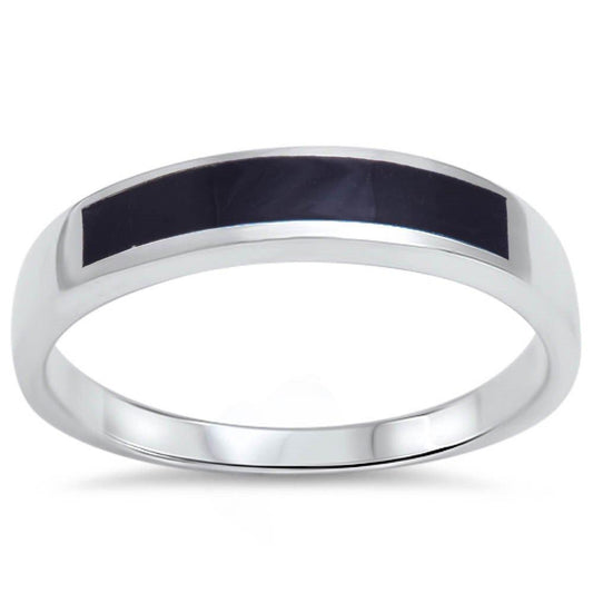 Design Band CZ Ring Simulated Black Onyx