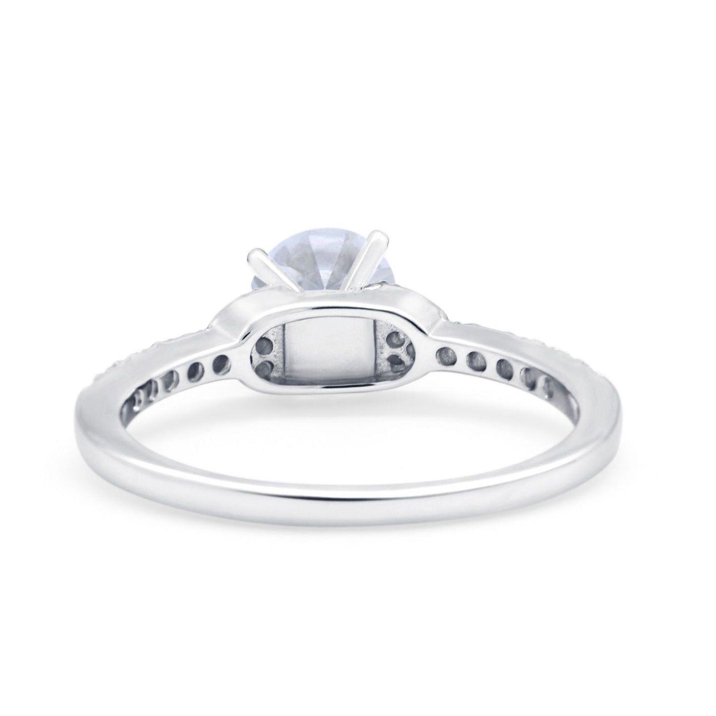 Art Deco Wedding Bridal Ring Round Simulated Cubic Zirconia