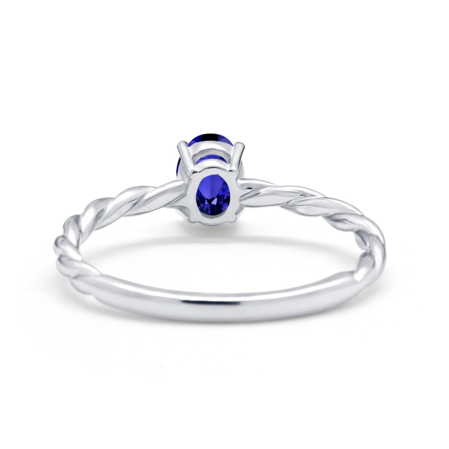 Oval Solitaire Simulated Blue Sapphire CZ Wedding Ring