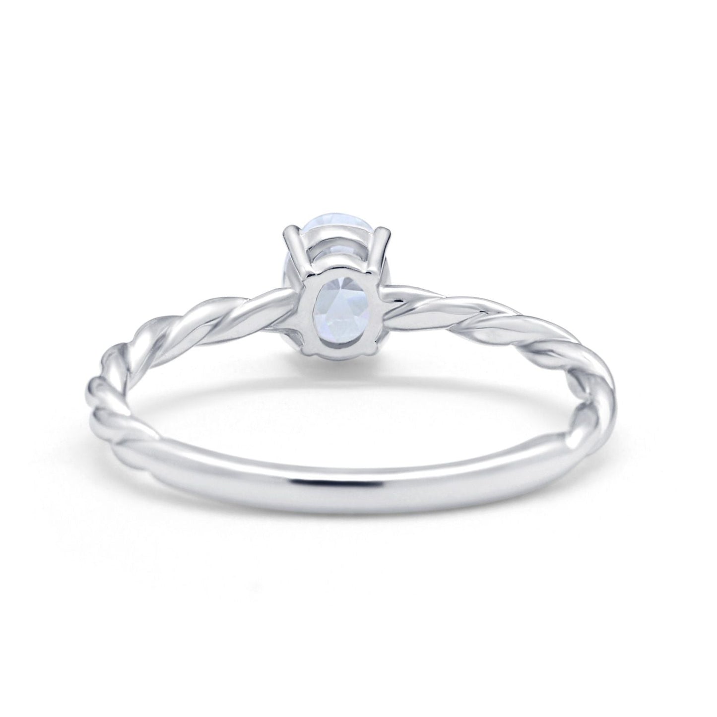 Oval Solitaire Twisted Simulated CZ Wedding Ring