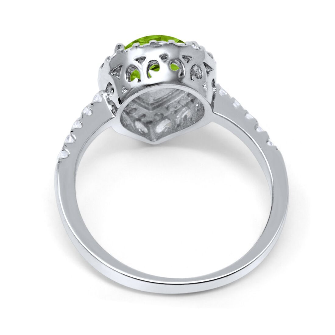 Halo Teardrop Bridal Filigree Ring Simulated Peridot CZ