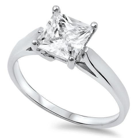 Princess Cut Clear Cubic Zirconia Solitaire Wedding Engagement Bridal Ring