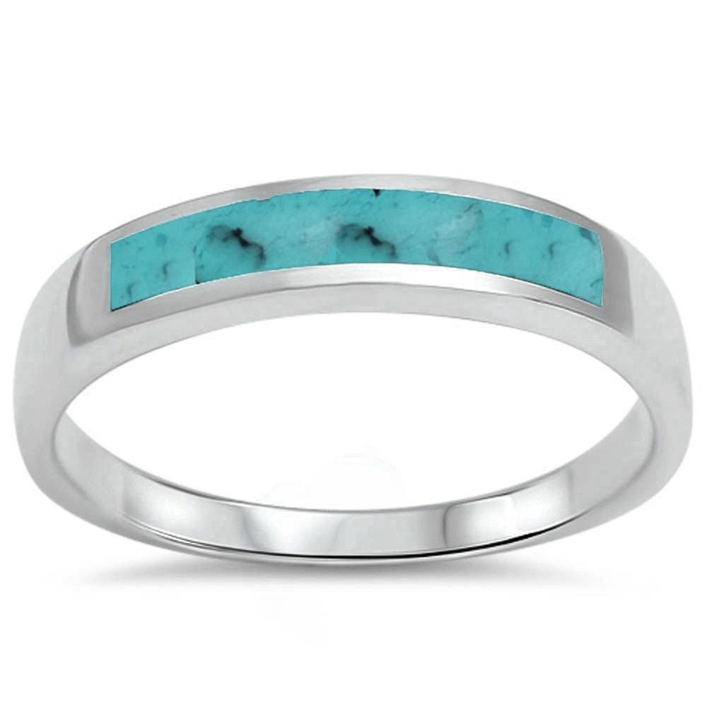 Half Eternity Simulated Turquoise Band CZ Ring