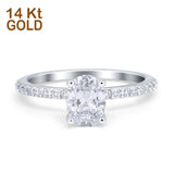 14K Gold Oval Shape Solitaire Accent Engagement Rings Simulated Cubic Zirconia