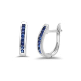 14K White Gold .25ct Diamond, Ruby, Emerald Or Blue Sapphire Hoop Earrings