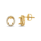 14K Gold .17ct G SI Oval Diamond Semi Mount Earrings