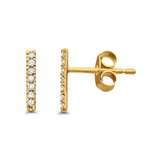14K Gold .12ct Diamond Line Modern Earrings