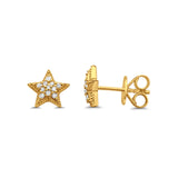 14K Gold .12ct Star Stud Diamond Earrings