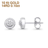 Solid 10K Gold 5.5mm Cluster Round Diamond Stud Earring Push Back