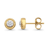 Solid 10K Gold 5.5mm Cluster Round Diamond Stud Earring Push Back