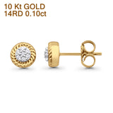 Solid 10K Gold 5.5mm Cluster Round Diamond Stud Earring Push Back