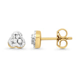 Solid 10K Gold 5.6mm Open Heart Shaped Dainty Round Diamond Stud Earring With Push Backing