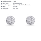 Solid 10K Gold 5.7mm Round Shaped Micro Pave Classic Diamond Stud Earring With Screw Backing