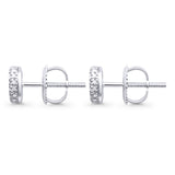 Solid 10K Gold 5.7mm Round Shaped Micro Pave Classic Diamond Stud Earring With Screw Backing