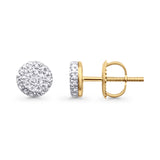 Solid 10K Gold 5.7mm Round Shaped Micro Pave Classic Diamond Stud Earring With Screw Backing