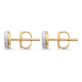 Solid 10K Gold 5.7mm Round Shaped Micro Pave Classic Diamond Stud Earring With Screw Backing