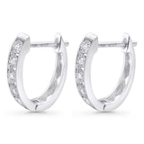 Solid 10K Gold 14mm Round Diamond Hoop Huggie Earrings With Post And Click Backing