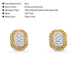 Solid 10K Gold 6mm Classic Round Diamond Stud Earring With Push Back