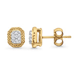 Solid 10K Gold 6mm Classic Round Diamond Stud Earring With Push Back