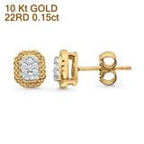 Solid 10K Gold 6mm Classic Round Diamond Stud Earring With Push Back