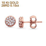 Solid 10K Gold 5.8mm Round Diamond Stud Earrings With Push Back