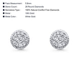 Solid 10K Gold 5.8mm Round Diamond Stud Earrings With Push Back