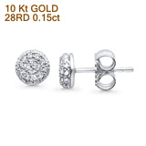 Ohrstecker aus massivem 10-Karat-Gold, 5,8 mm, mit rundem Diamant und Push-Back