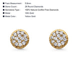 Solid 10K Gold 5.8mm Round Diamond Stud Earrings With Push Back