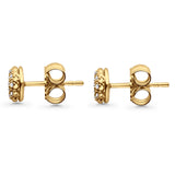 Ohrstecker aus massivem 10-Karat-Gold, 5,8 mm, mit rundem Diamant und Push-Back